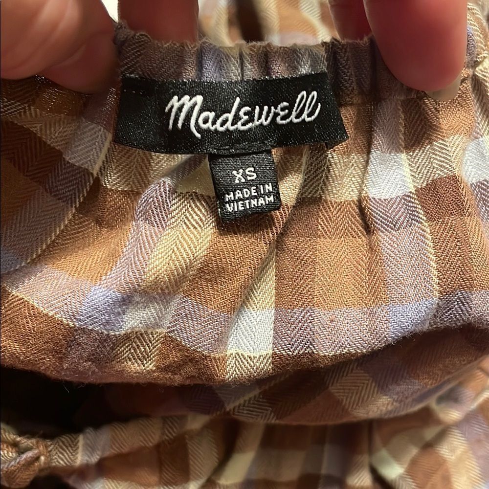 Madewell Indie Midi Peasant Dress Plaid XS - Picture 5 of 10